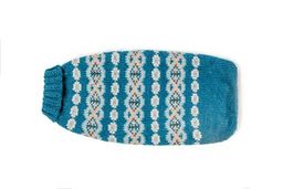 Alpaca Teal Fairisle Dog Sweater flat