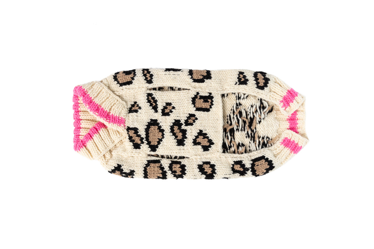 Leopard Print Dog Sweater flat front