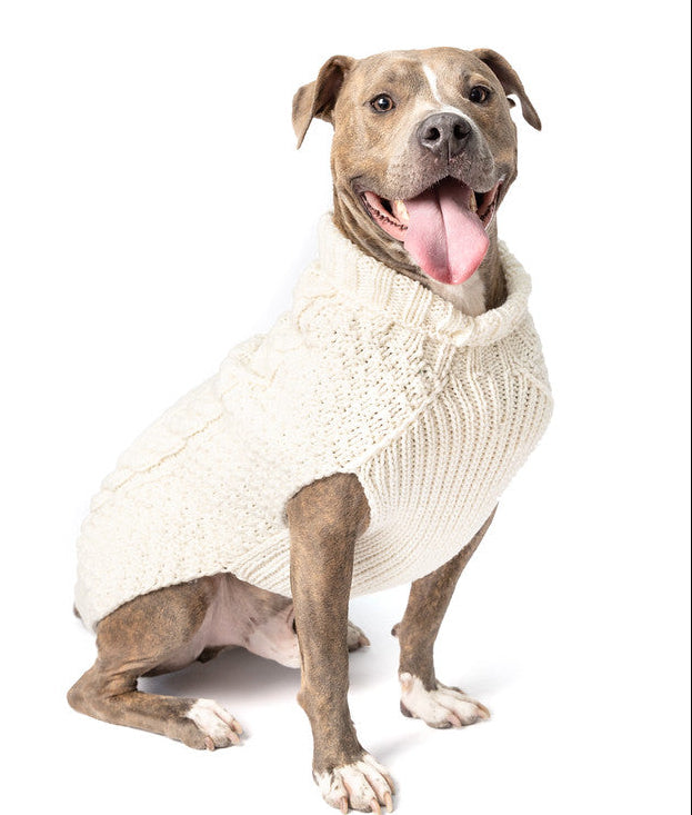 Natural Cable Wool Dog Sweater