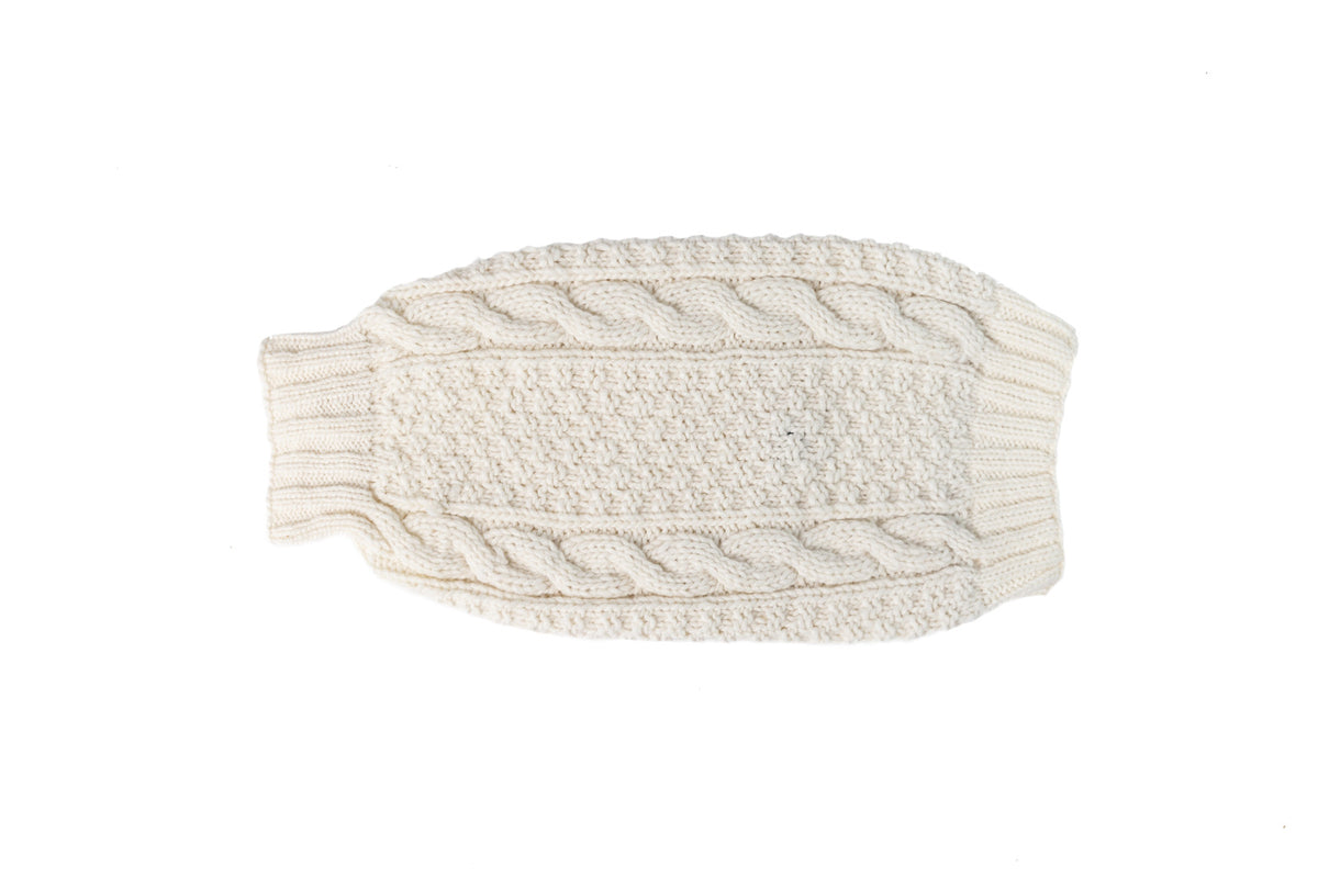 Natural Cable Wool Dog Sweater