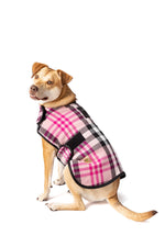Pink Plaid Blanket Dog Coat XL back