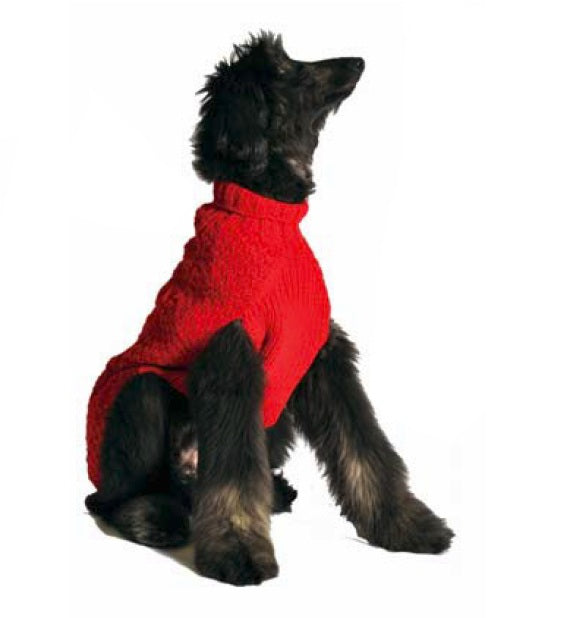 RED CABLE dog sweater