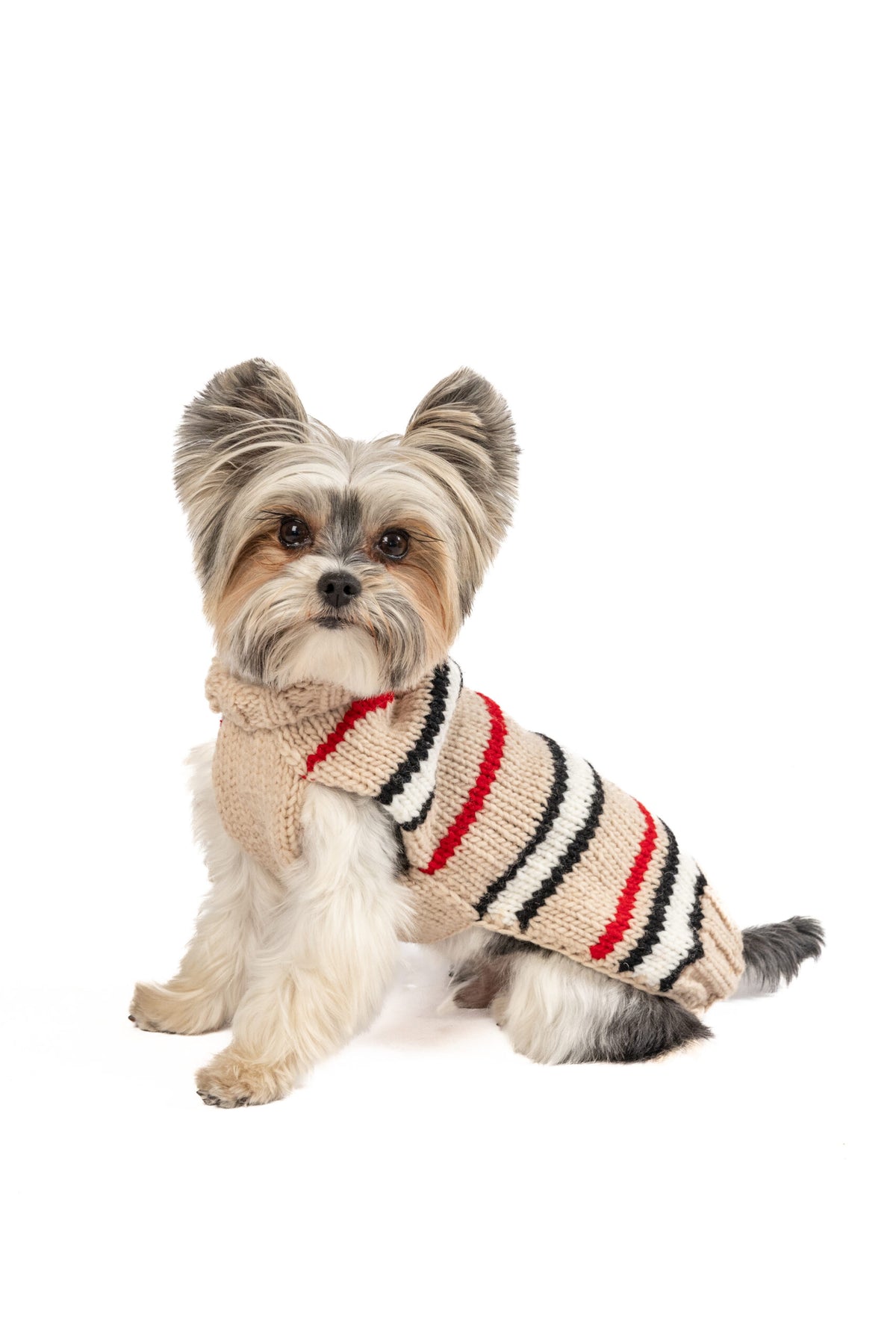 Bentley Alpaca Tan Stripe Dog Sweater- product front