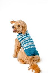 Alpaca Teal Fairisle Dog Sweater