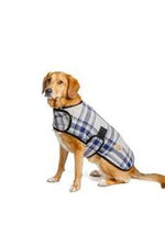 Grey and Blue Plaid Dog Blanket Coat