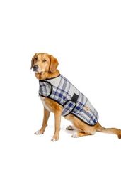 Grey and Blue Plaid Dog Blanket Coat
