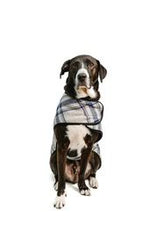 Grey and Blue Plaid Dog Blanket Coat front