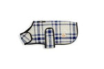 Grey and Blue Plaid Dog Blanket Coat flat