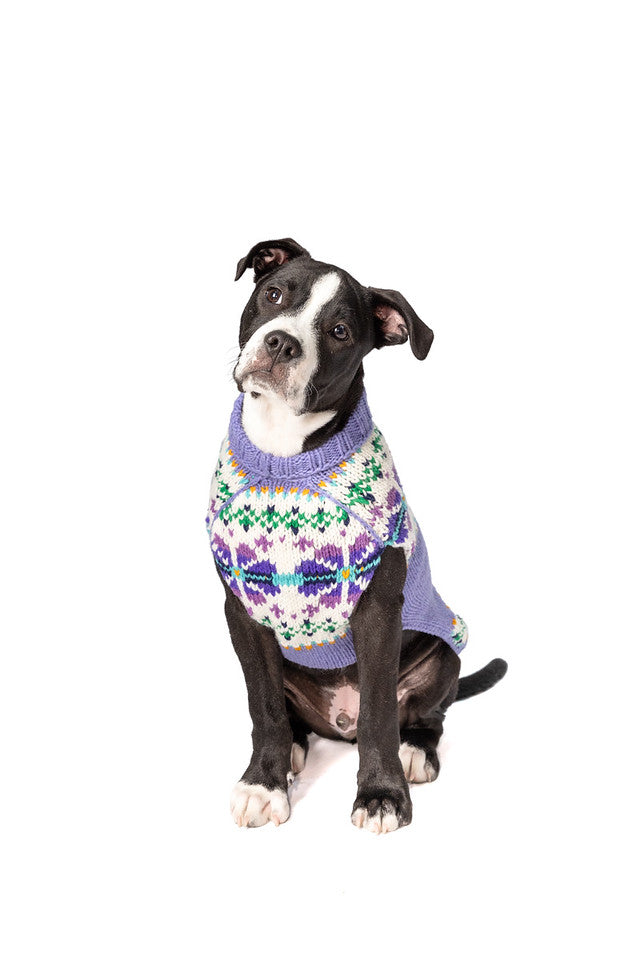 Lavender Flowers Dog Sweater L front