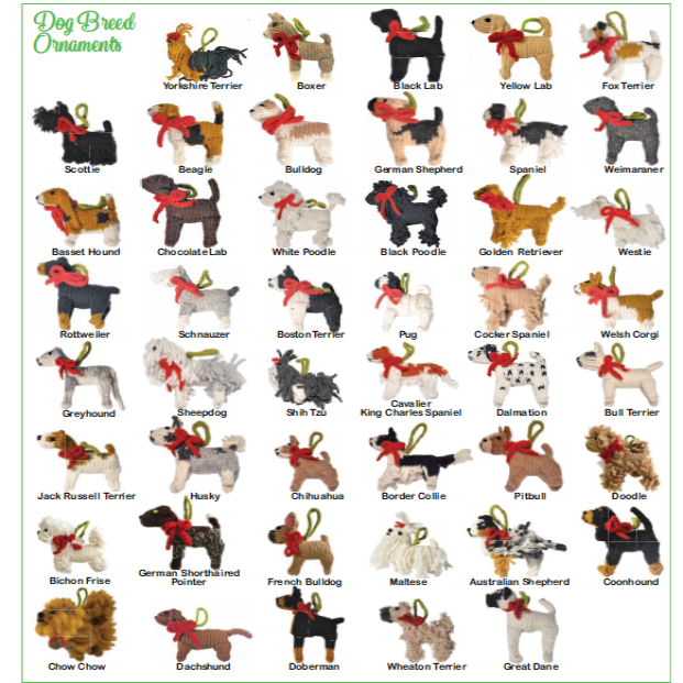 Christmas ornaments and stockings Chilly Dog products