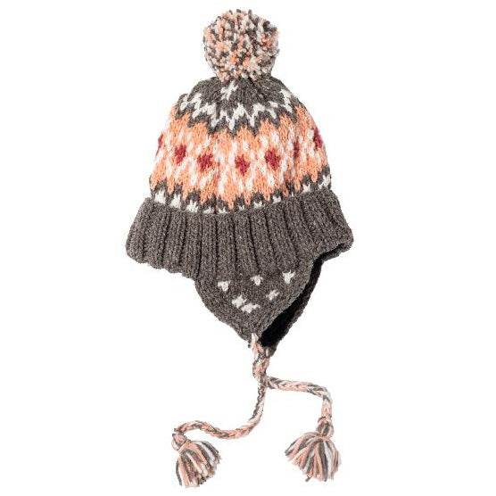 Gray & Peach fair isle ski hat