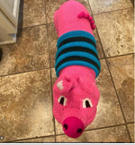 Pink piggy animal face design on dog sweater.