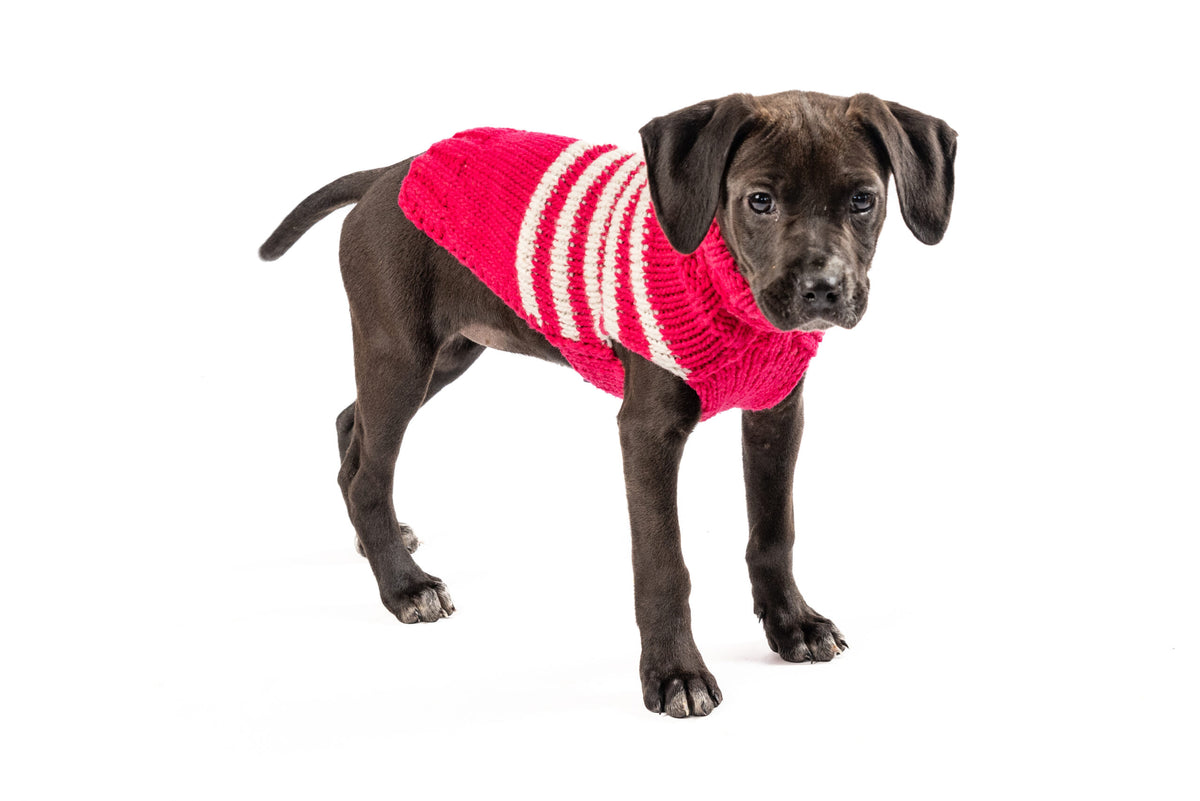 Pink & White Stripe Katie Alpaca Dog Sweater