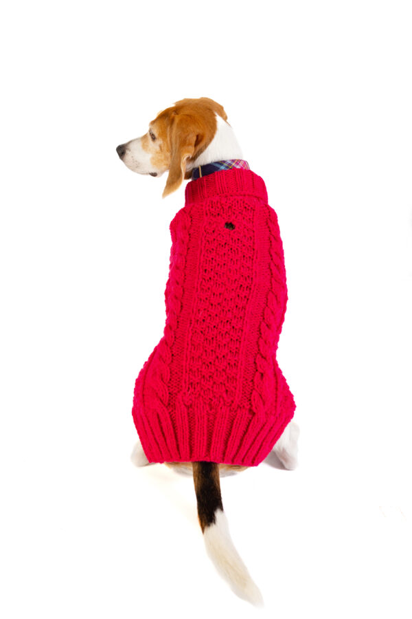 Pink Cable Wool Dog Sweater fushia_M_02