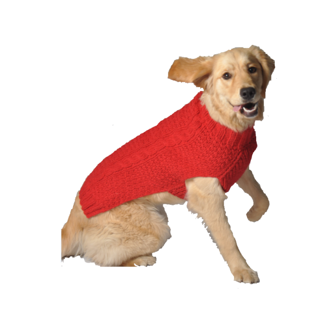 Red Cable Knit Dog Sweater