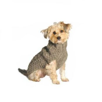hand knit grey cable knit dog sweater