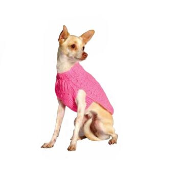 PINK CABLE dog sweater