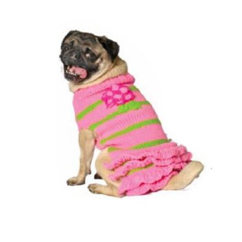 Pink flower skirt dog sweater