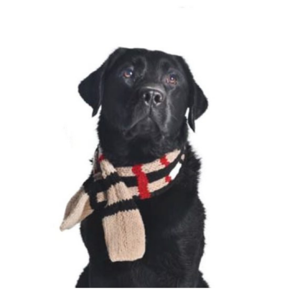 Hand-knit Wool Tan Plaid Pet Scarf