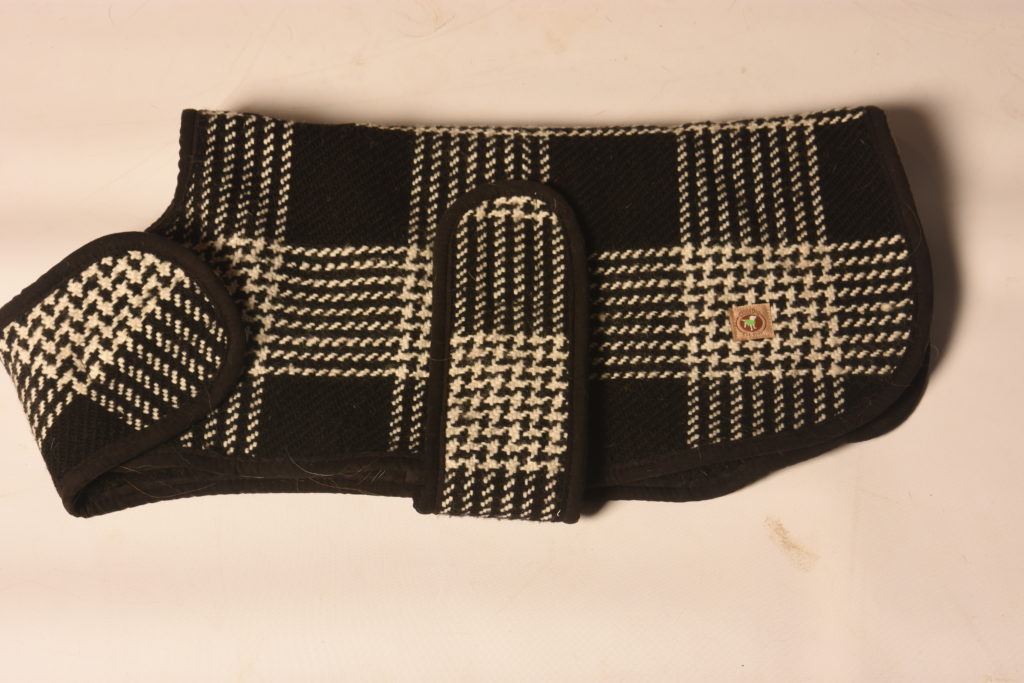 Black and White Plaid Dog Blanket Coat — Chilly Dog