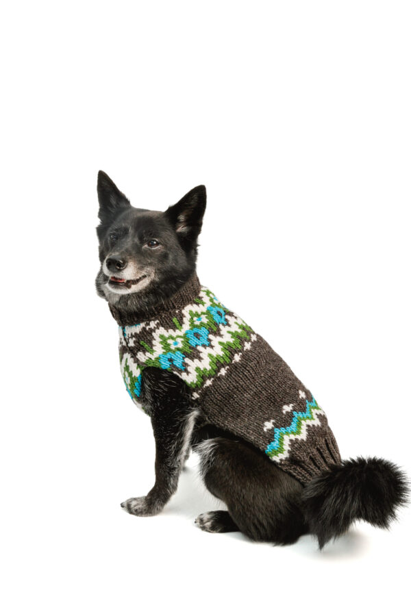 Charcoal Fairisle Wool Dog Sweater