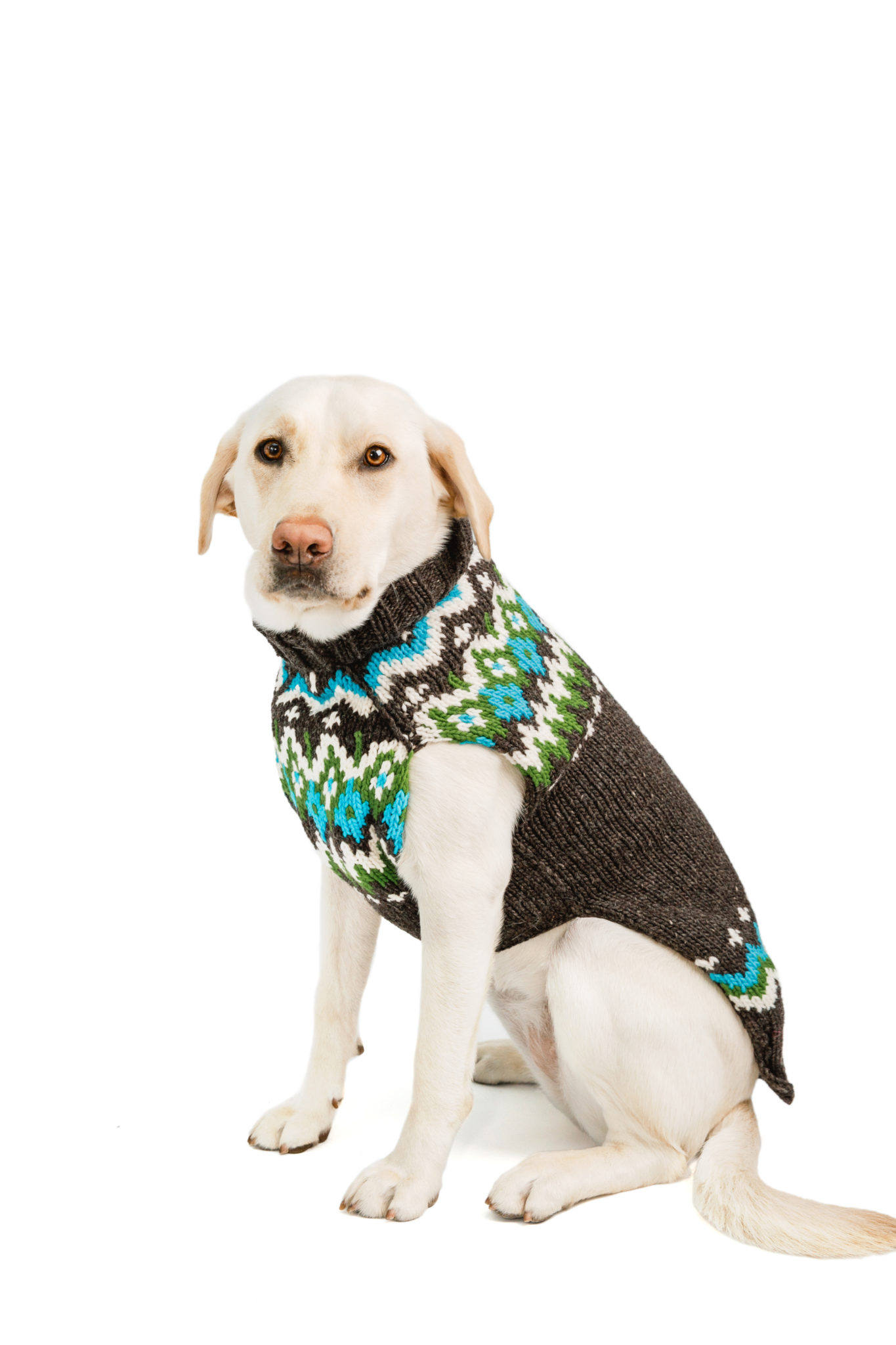 Charcoal Fairisle Wool Dog Sweater Chilly Dog Sweaters