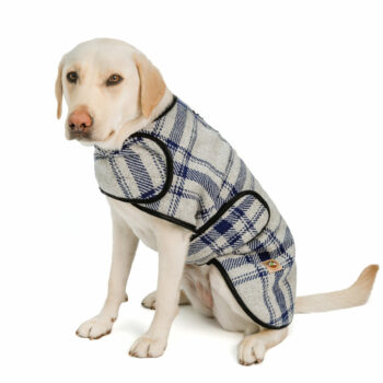Grey & Blue Plaid Dog Blanket Coat