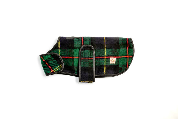 Navy Tartan Plaid Blanket Dog Coat flat