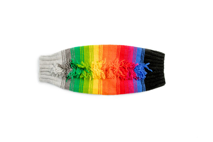Rainbow Mohawk Dog Sweater flat