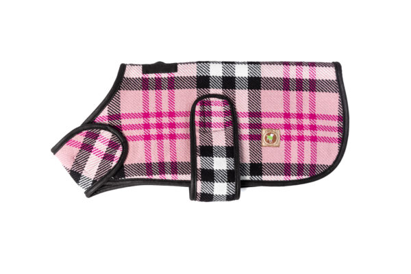 Pink Plaid Blanket Dog Coat flat