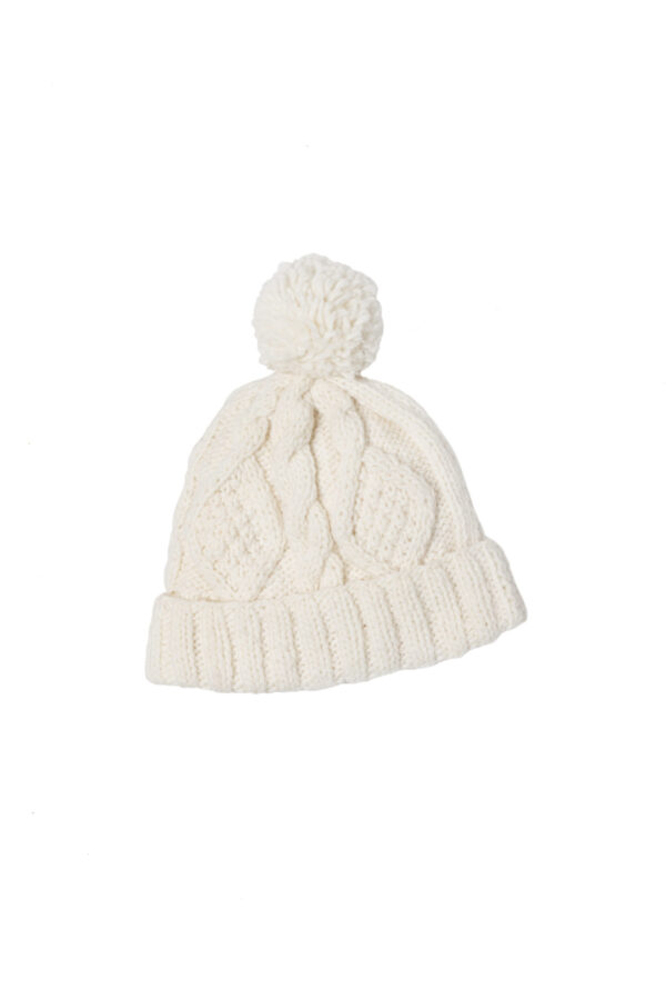 Natural cable knit wool hat