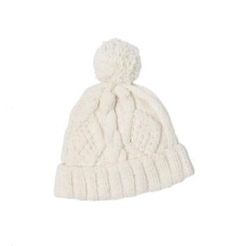 Natural cable knit wool hat