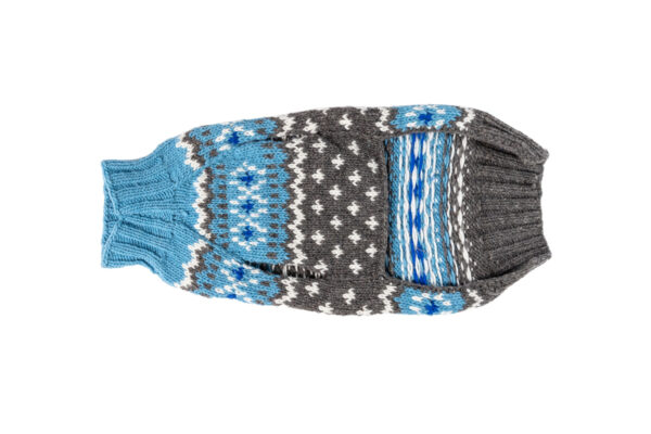 Light Blue Fairisle Wool Dog Sweater flat