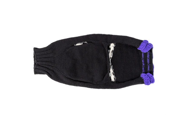 Purple Bow Skull Wool Dog Sweater flat