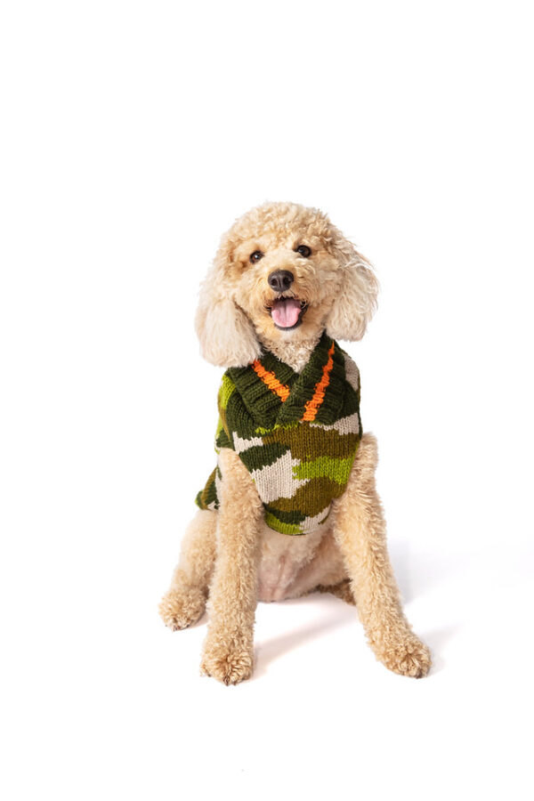 Camo dog sweater L front