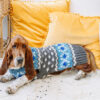 Light Blue Fairisle Wool Dog Sweater L full