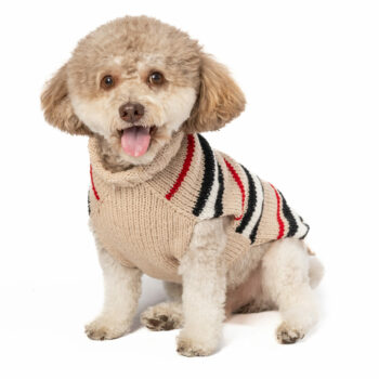 Black | Red | White Striped Bentley Alpaca Tan Dog Sweater - small - product front