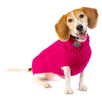 Hot Pink Alpaca Cable Knit Dog Sweater