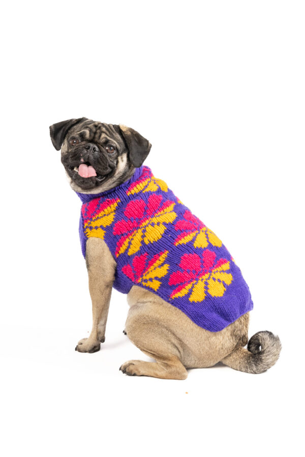 Flower Power Purple Dog Sweater - medium - full product