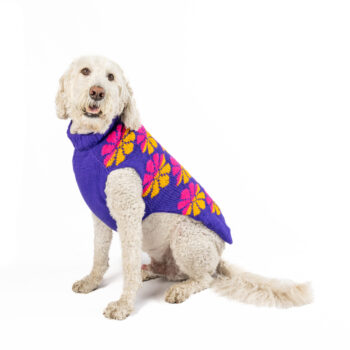 Flower Power Purple Dog Sweater - large - product front