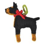 Hand Knit Wool Doberman Christmas Tree Ornament