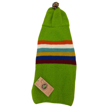 One of a kind green and colored stripes dog sweater